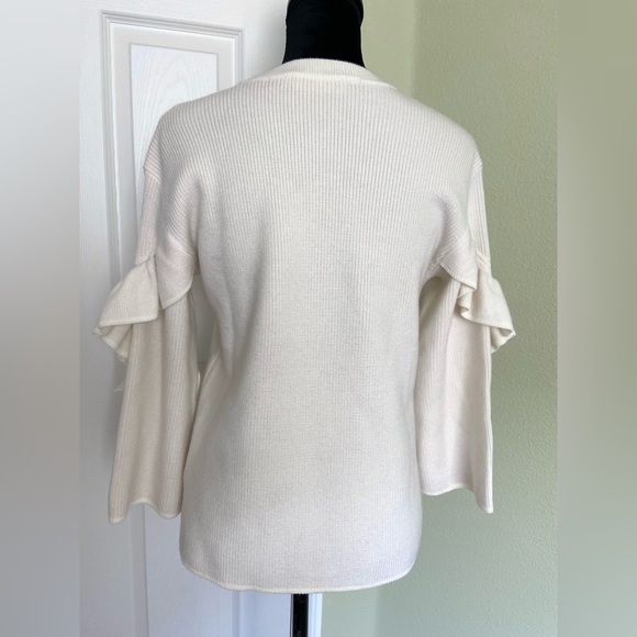 EUC Tory Burch Ashley Ruffled Bell Sleeves Pullover Knit Sweater Wool Iv… - Picture 9 of 13